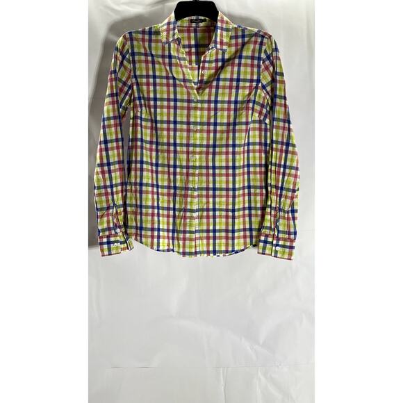 J.MCLAUGHLIN Women's Multicolor Plaid Button-Up Long Sleeve Top SZ 2 - Picture 1 of 10